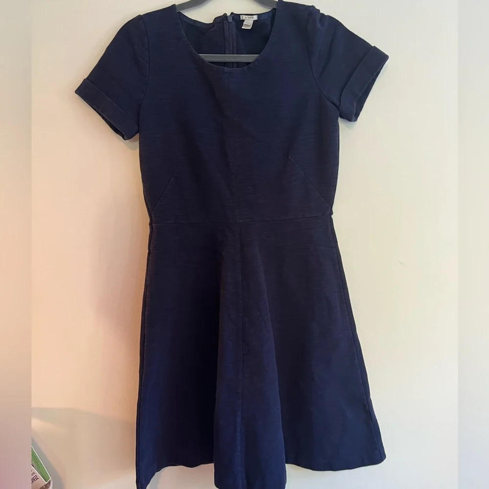 J. Crew Navy Blue Short Sleeve Midi Dress